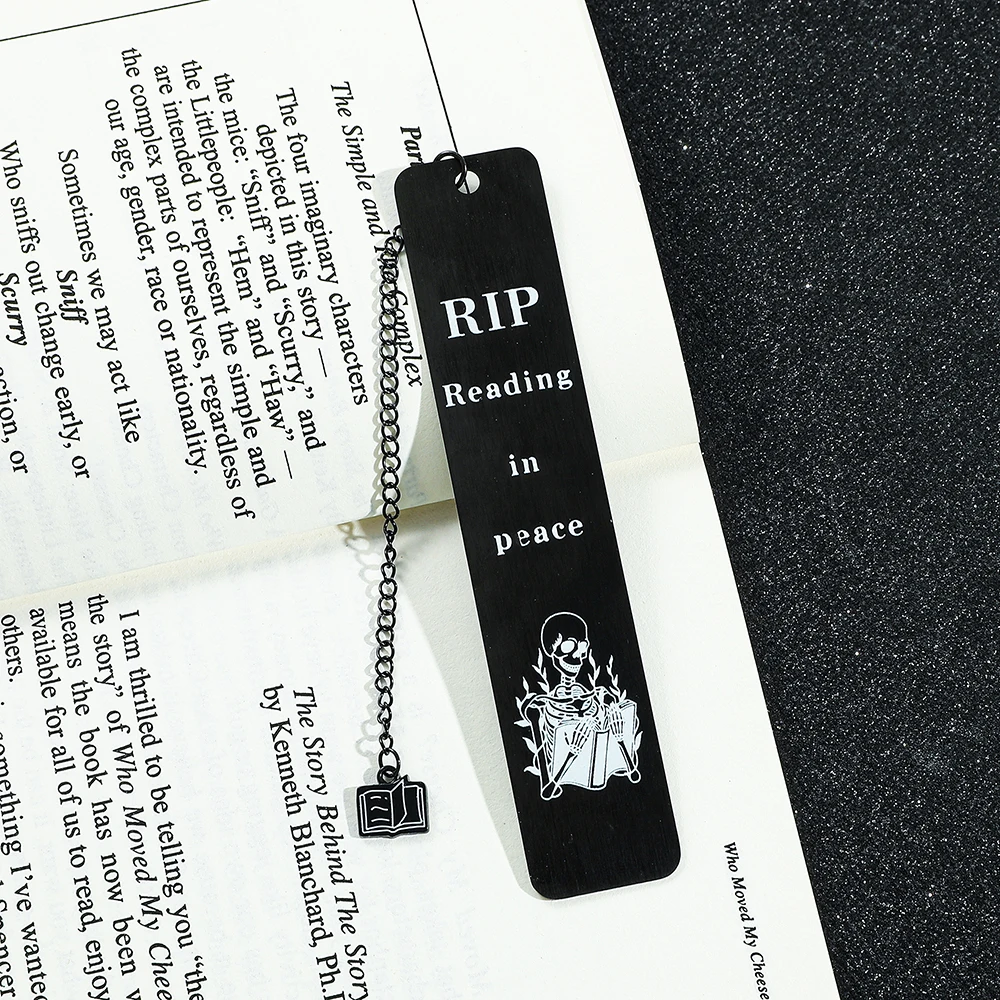 1 Pcs Black Engraved Skull Man Bookmarks Stainless Steel Bookmarks For Readers Book Lovers Gift, Fun Reading Markers