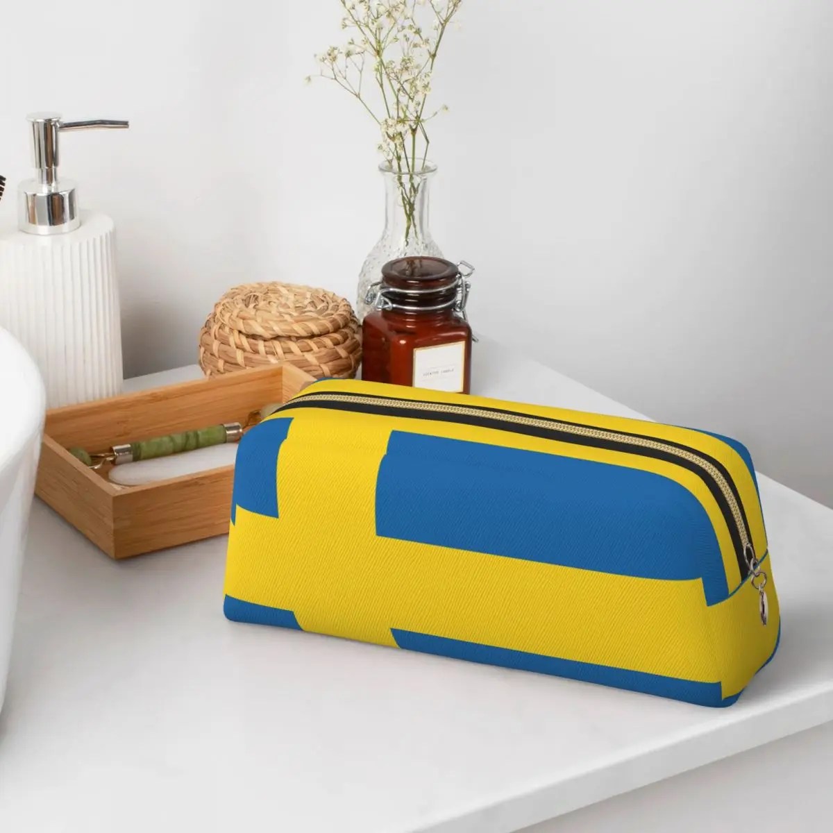 Swedish Flag Pencil Cases for Student Gifts Pen Box Pencil Bag Pencil Pouch Storage Stationery Supplies