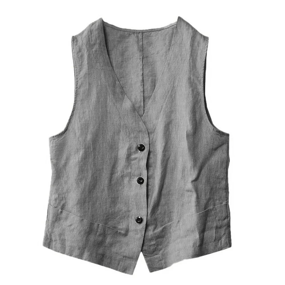 Eenvoudig vest voor heren Mouwloos 3-knops linnen Casual elegant zomermanvest Retro pakvesten met enkele rij knopen
