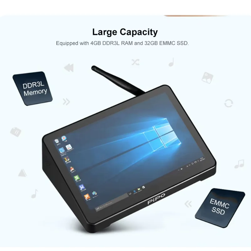 Pipo H10 PRO 4G كمبيوتر صغير ذكي 10.1 "1920*1200 Win11 8G/16G + 128G/256G/512G Intel J4125 كمبيوتر لوحي BT WIFI RS232 4 * USB 3.0 POE HD