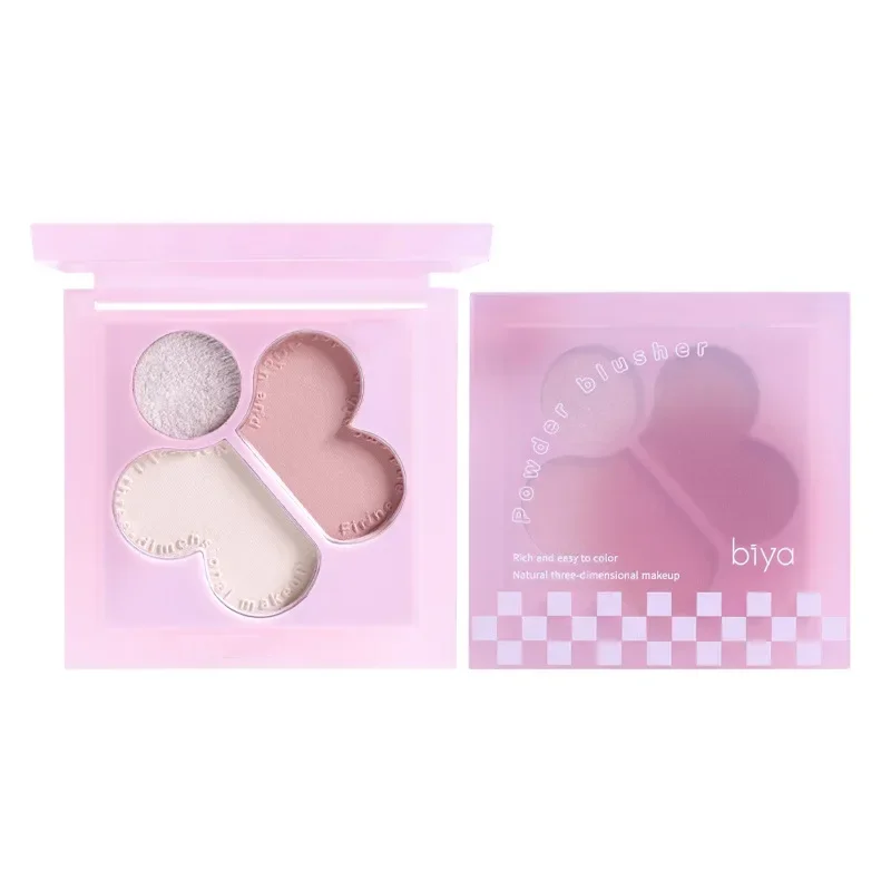 Biya Drie kleuren Blush Gezichtsblusher Matte natuurlijke wangtint Hoogtepunt Fleuren Zachte contour Vrouwelijke make-up Zeldzame schoonheid Cosmetica