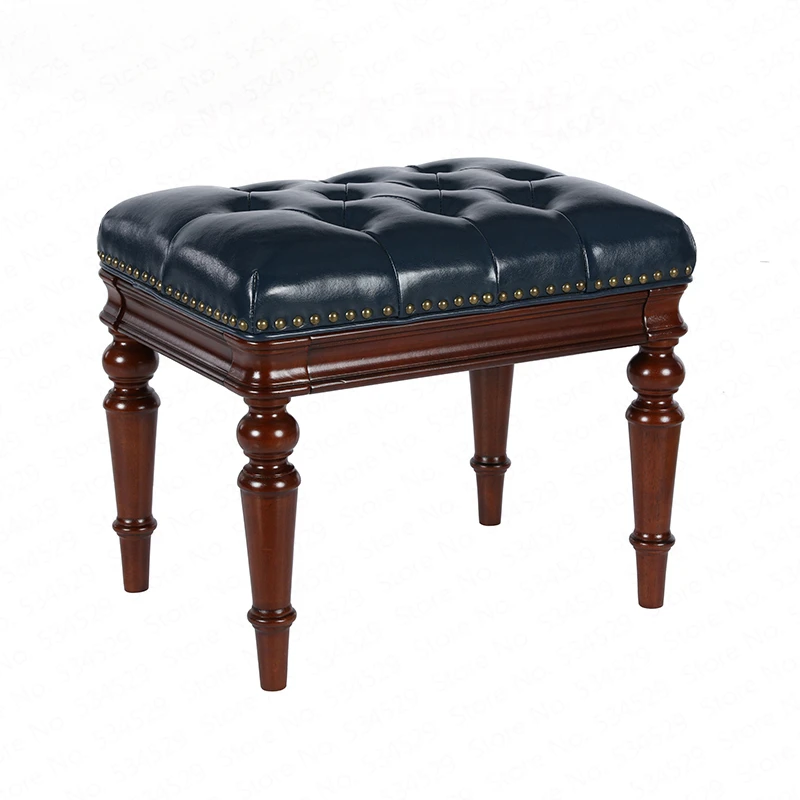 American Dressing Bedroom Solid Wood Light Luxury Dressing Table Stool Leather Piano Bench Guzheng Stool Modern Stool