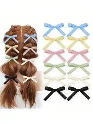 12 Cute Bowknot Hair Clips for Girls Korean Style Bow Mini Side Clip Barrettes