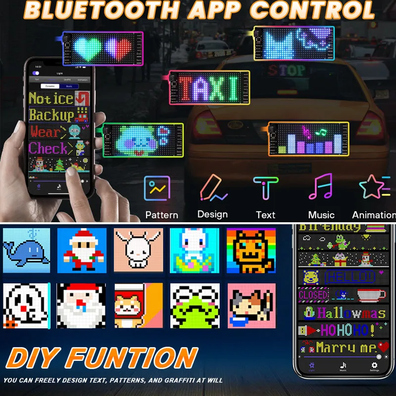 لتقوم بها بنفسك شاحنة/سيارة عرض مرن ضوء RGB LED مصفوفة بكسل شاشة بلوتوث App التحكم للبرمجة لافتات إعلانية متحركة