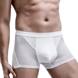 Ice Silk Men's Boxer Briefs Men's Summer Thin Modal Mesh Breathable Boxer Briefs Boys Shorts