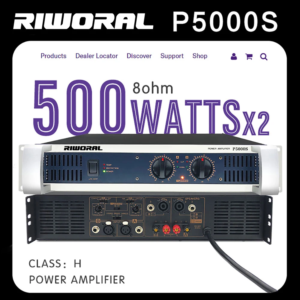 P5000S Professional Power Amplifiers Class H 1000W*2 Channels Hi-Fi Power Stage Master Sound Standard Amplifier