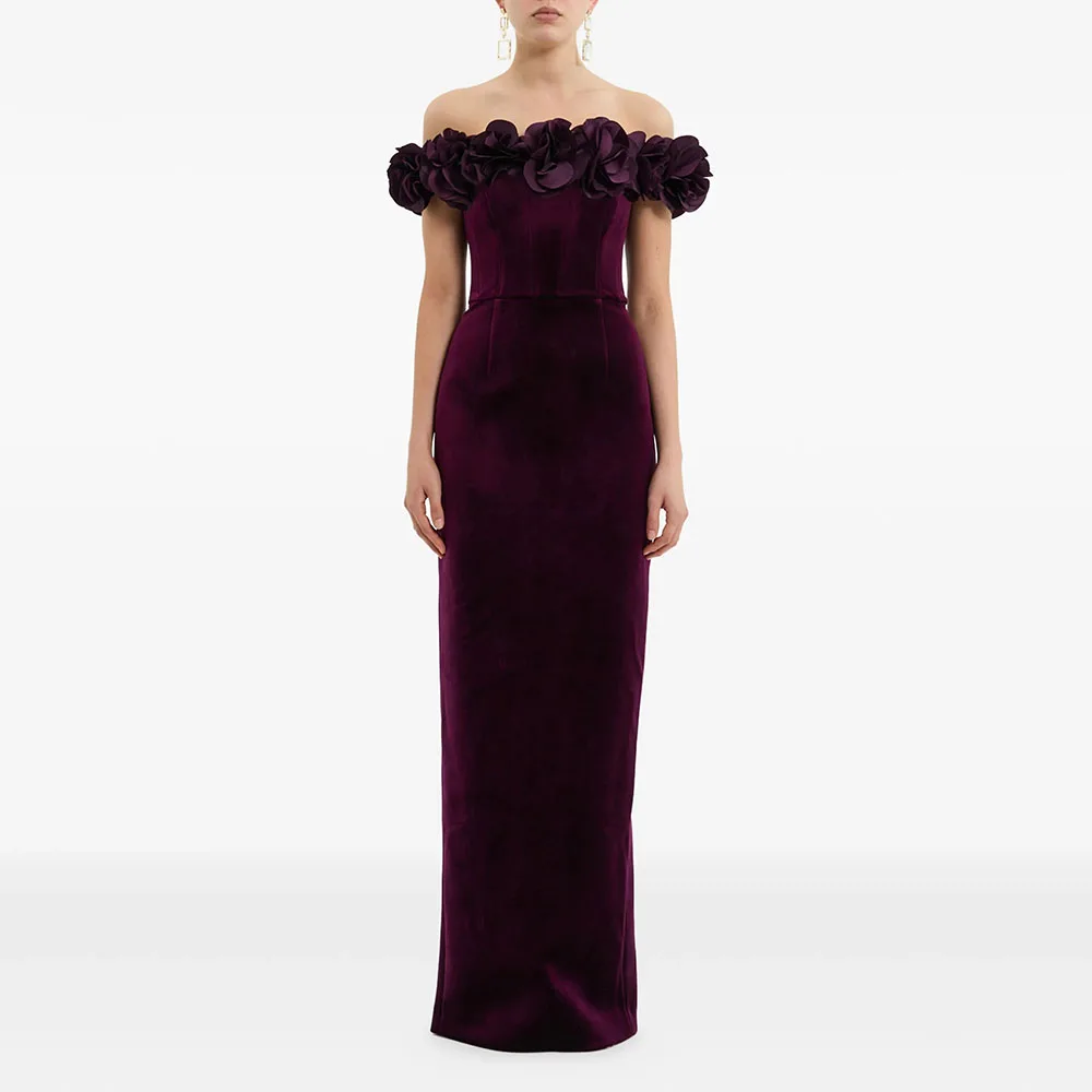 

Simple Formal Prom Dress Velour Floor Length Dress Off The Shoulder Straight Elegant Evening Dresses for Women Customized 2025