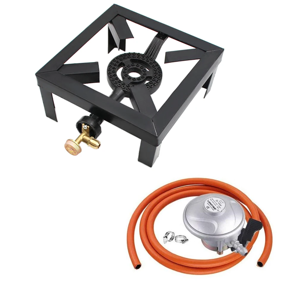 8KW Gas Boiling Ring Cast Iron Burner Large LPG Stove Outdoor Cooker Iron Frame Portable Fire Control Stove