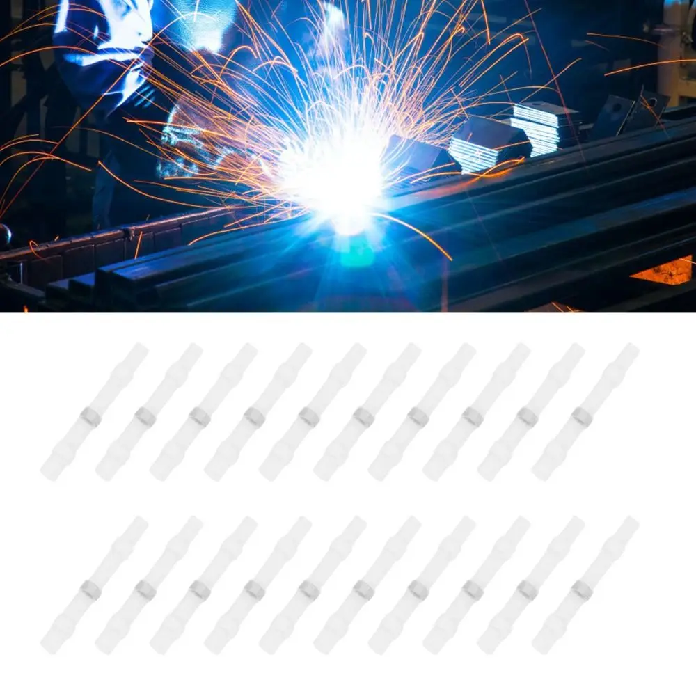 50 Pcs SST Solder Seal Wire Connector One Step Connection Waterproof Heat Shrink Butt Connectors HotMelt Transparent