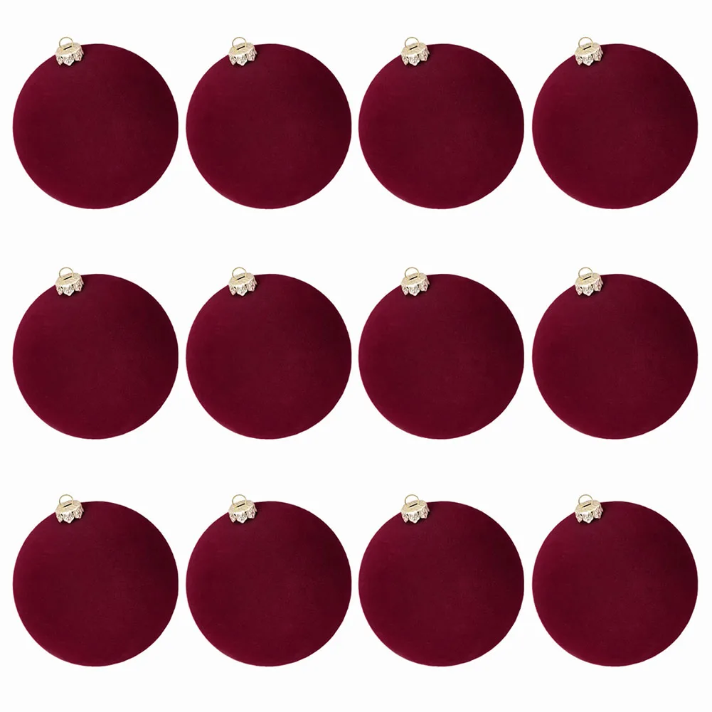 12PCS Velvet Christmas Ball Ornaments 6cm Christmas Balls Xmas Tree Decorations For Home Decor Xmas Party Navidad Wine Red