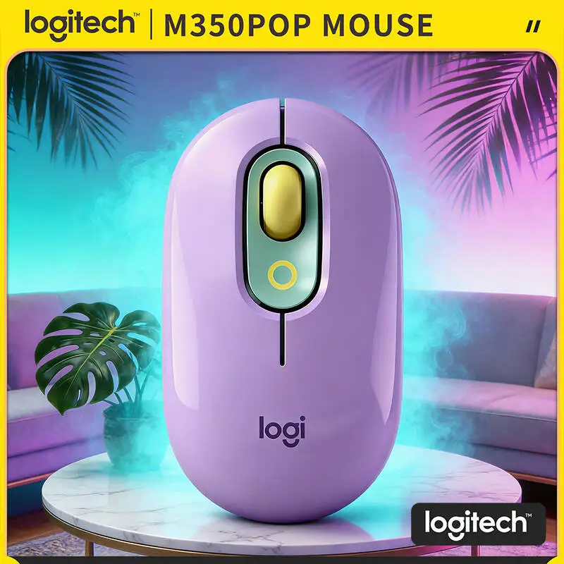 

Беспроводная мышь Logitech M350 POP с Bluetooth и бесшумным щелчком 2,4 ГГц, компактный стильный дизайн для ноутбука, офиса и дома