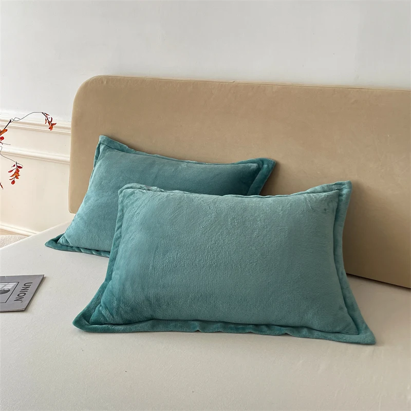 1 Pair 48x74cm Solid Color Velvet Pillows Cover Rectangle Pillowcase Cushion Cover Warm Soft Pillowslip