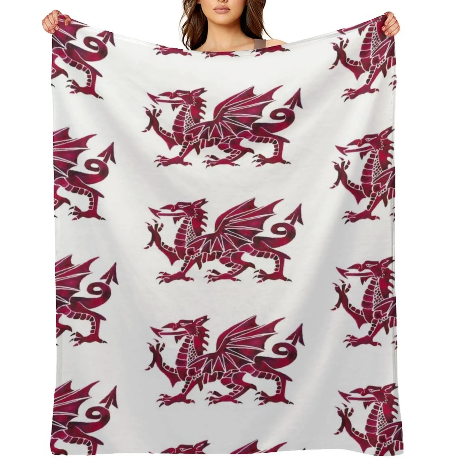 

Welsh Dragon Red Dragon Wales Cymru Cymraeg Draig Coch Throw Blanket Bed linens Luxury Designer Bed warm winter Blankets