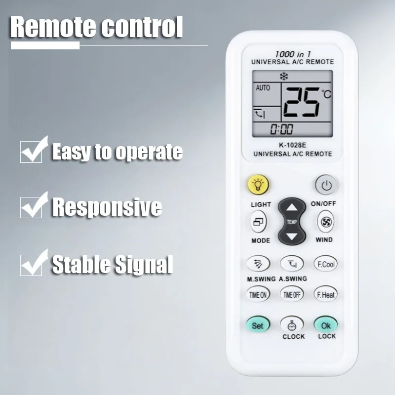 Suitable‑for‑1000‑in‑1 Universal Air‑Conditioner Remote K‑1028E, Compatible K‑1028, Multi‑Brand Infrared AC Replacement Control