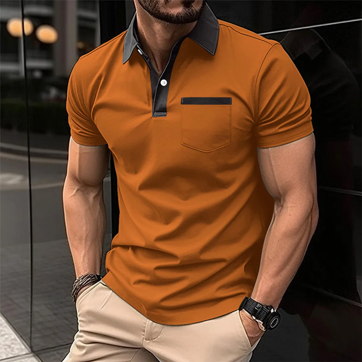 Men's Short Sleeved Polo Shirt Casual European And American New Digital Printed T-shirt Men's Top