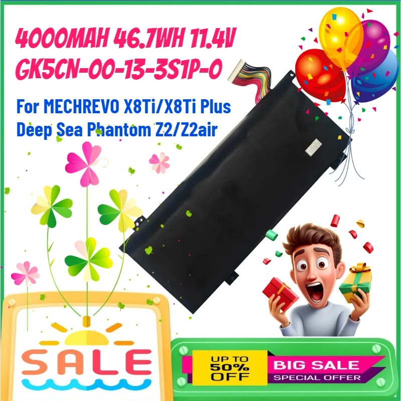 

4000mAh 46.7Wh 11.4V GK5CN-00-13-3S1P-0 Laptop Battery for MECHREVO X8Ti/X8Ti Plus Deep Sea Phantom Z2/Z2air