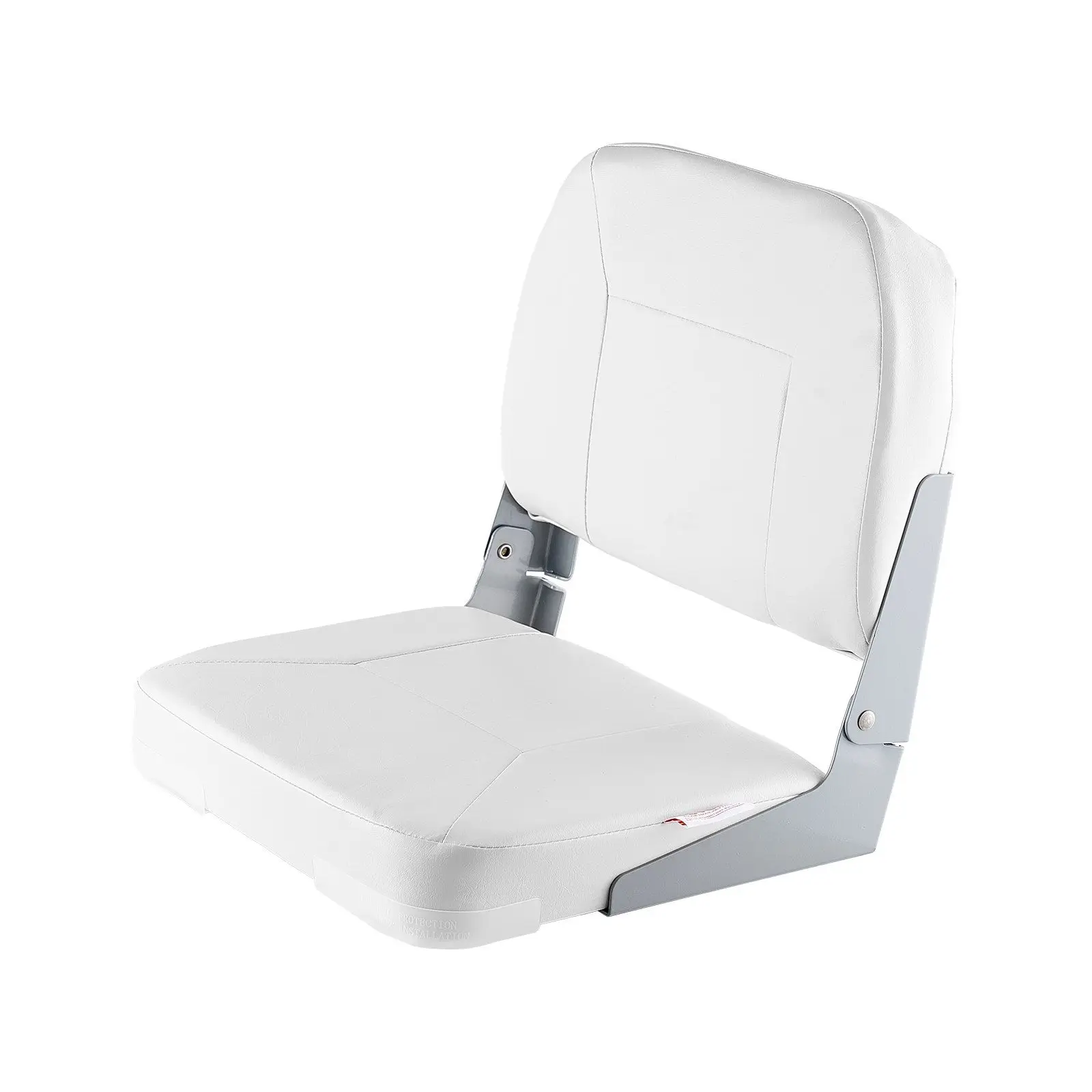 White Folding Fishing Boat Seat with Low Backrest & Sponge Cushion for Comfortable Boating Experience