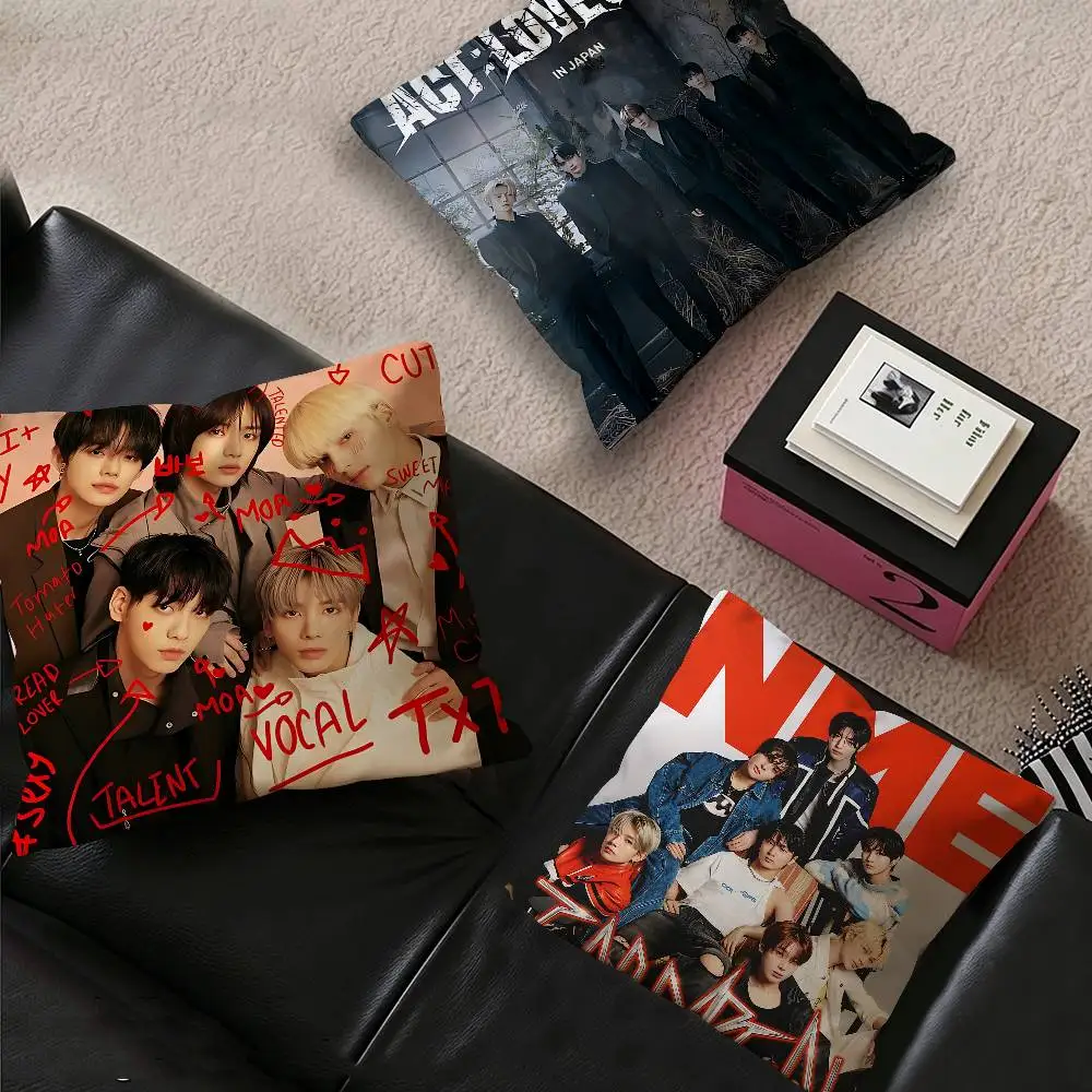 popular korea kpop band t-TXT Personalized picture text home decorative pillows Household Gifts 45x45cm