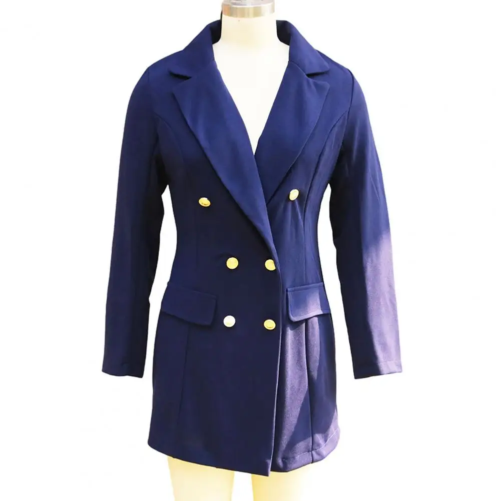 

Офисное модное двубортное платье-пиджак, элегантное тонкое вечернее платье с воротником с лацканами, женские повседневные однотонные мини-платья с длинными рукавами