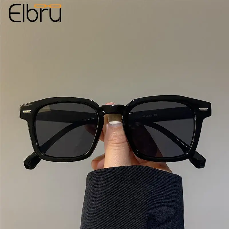 

Elbru Vintage Black Square Sunglasses Woman Luxury Brand Small Rectangle Sun Glasses Female Gradient Clear Mirror Oculos De Sol