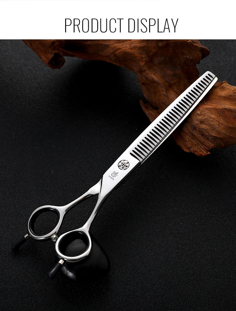 Fenice Japan 440C Edelstahl 6,75/7 Zoll Hundepflege-Schere Ausdünnungsschere für Hunde Ausdünnungsrate 50-60% – Detail 12