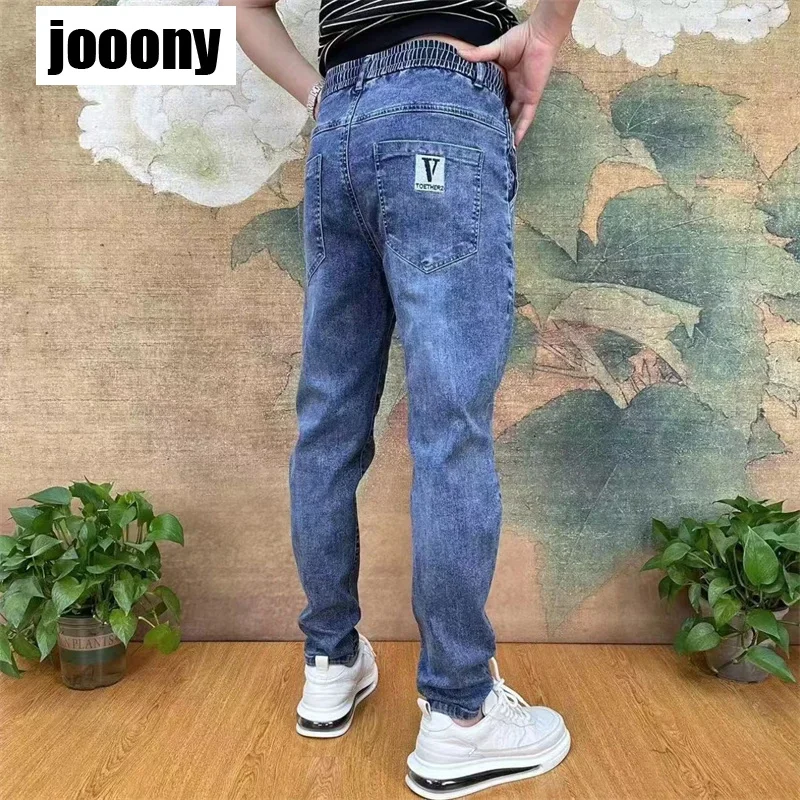 

Y2K Aesthetics Korean High Waist Elastic Men's Summer Jeans 2023 New Arrival Pants Harajuku Fashion Casual Trousers Versatile