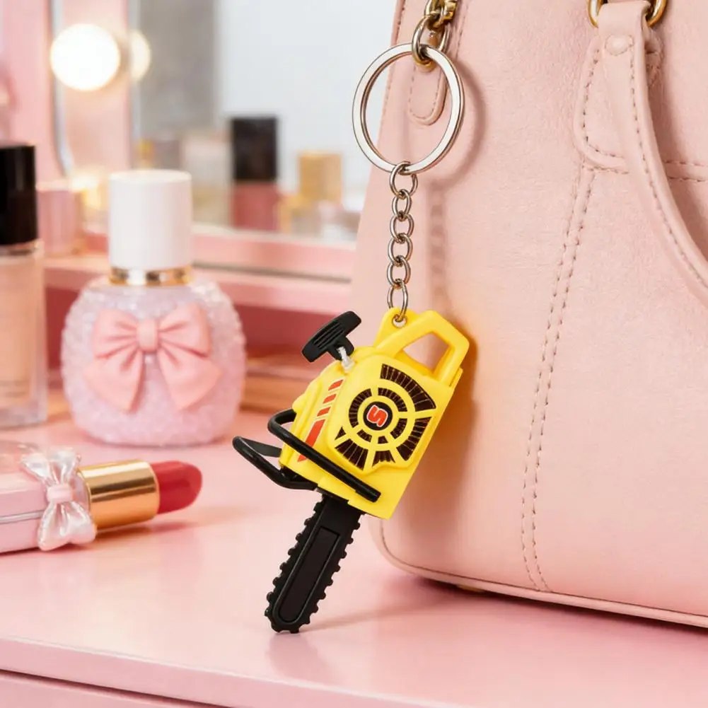 Miniature Chainsaw Ornament Keychain Rope Pull Chainsaw Decompression Play Adjustable Handle Detachable Saw Chain Realistic Tool