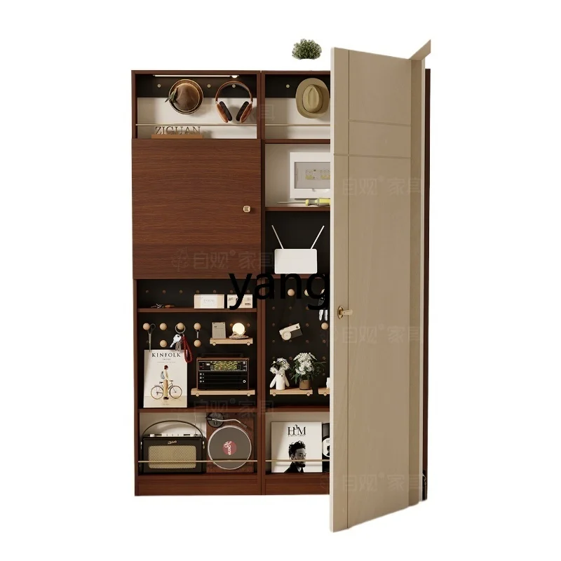 XYY medieval household display cabinet upper wall thin cabinet brown and black seam edge cabinet ultra-thin