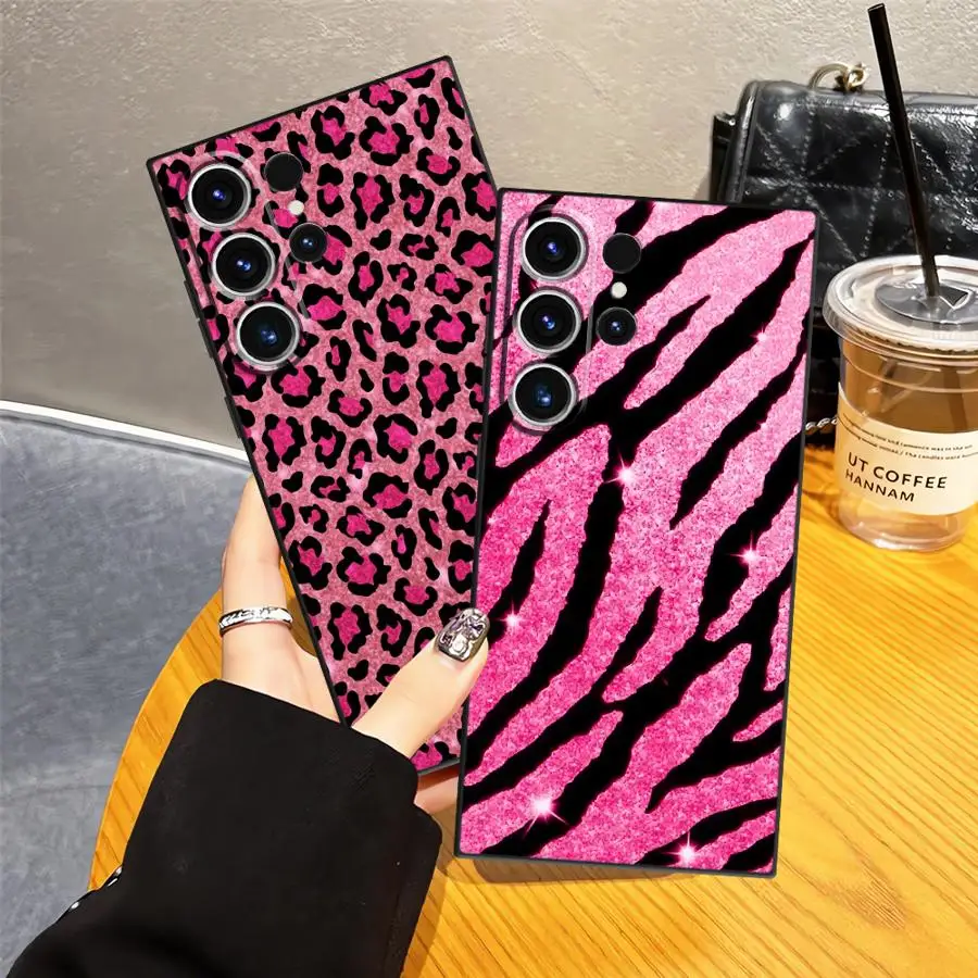 حافظة لهاتف سامسونج جالاكسي S21 FE S23 Ultra S24 Plus S25 Edge S20 غطاء هاتف ناعم أسود بتصميم فيونكة وردية #3