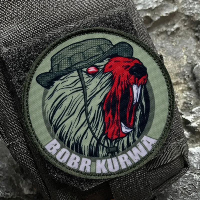 “Beaver” Tactical Patch on Cloth Military Bobr Kurwa Armband Printed Morale Badge Patches Klett Combat Applique Backpack Sticker