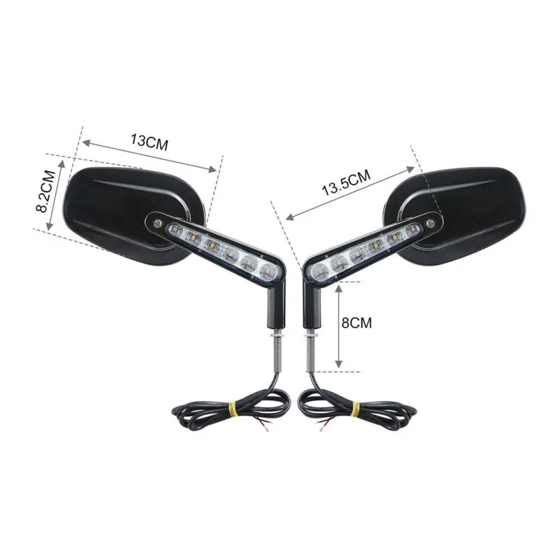 8MM Motorcycle Motor Rear View Side Mirrors LED Turn Signal For Harley 2009 2010 2011 2012 2013 2014-2017 V-ROD VRSCF