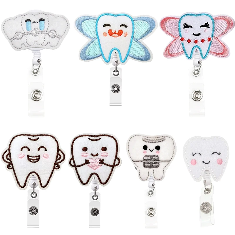 Wholesale Felt Tooth Dentist Retractable Badge Reel For Dental Nurse