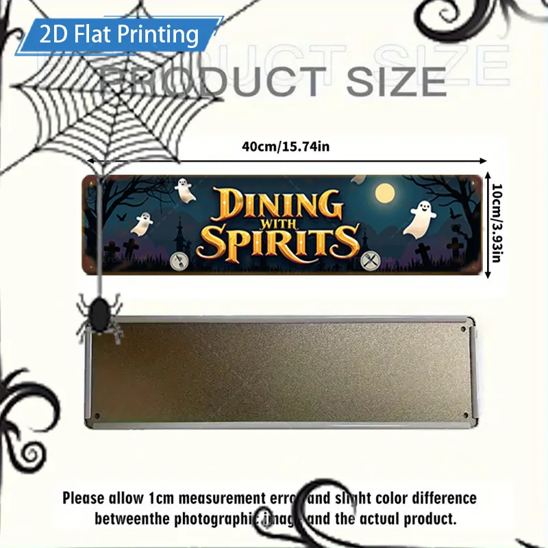 1 Stück 20,3 x 30,5 cm großes Metallschild „Esszimmer mit Geister“ Metallschild, gruselige Kürbisgeister-Dekoration für Party