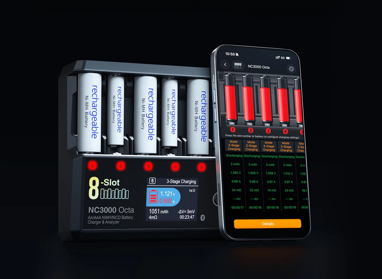 SKYRC NC3000 Octa Charger Nickel-Hydrogen/Nickel-Cadmium AA/AAA 4 M of Operation Charge and Discharge