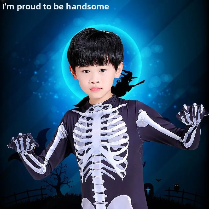 loween Gioco di scheletro per bambini Costume cosplay Terrore Vestito Costume di scena tradizionale cinese per bambini Autunno 2024