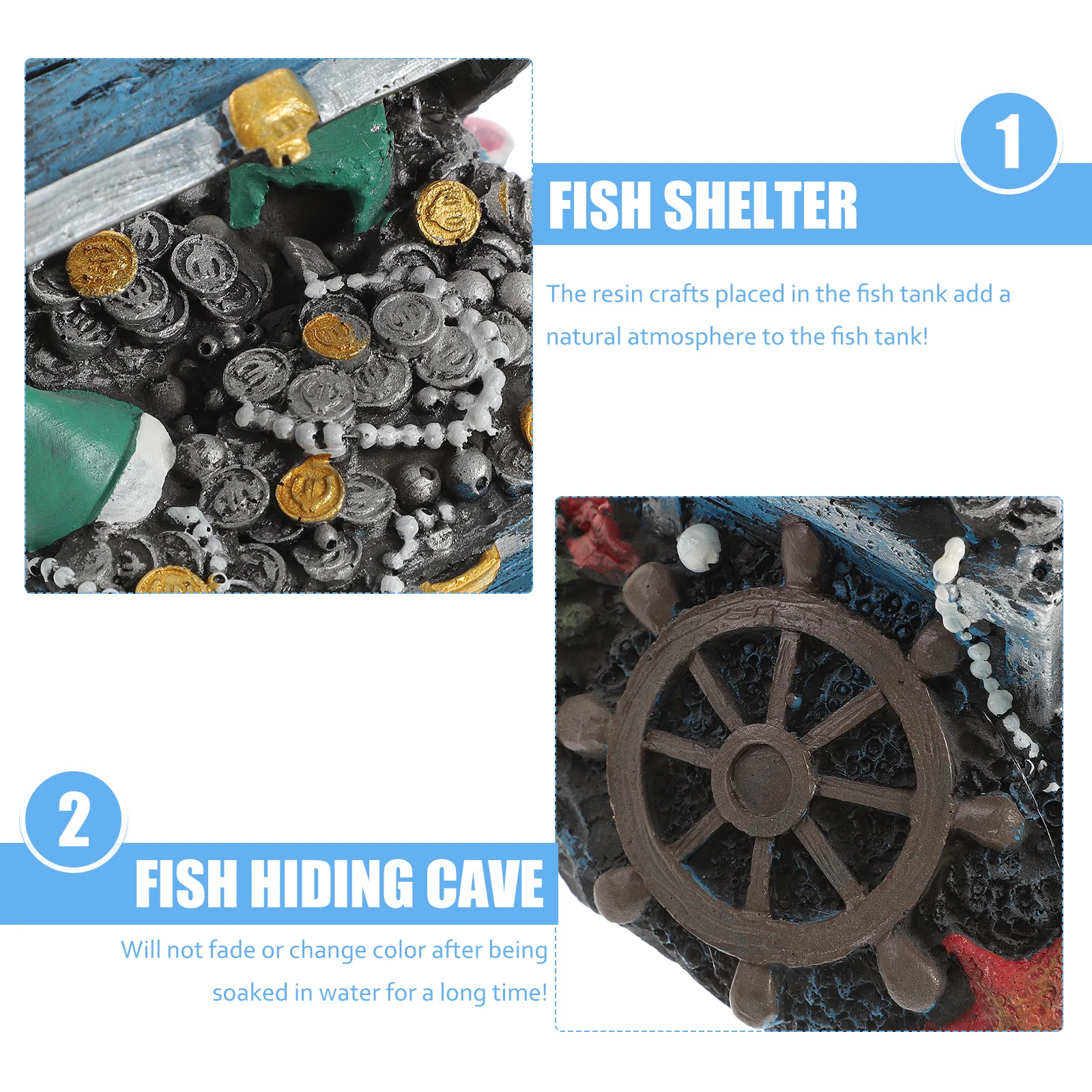 

Treasure Chest Aquarium Decoration Resin Jewelry Box Ornament Fish Tank Ornamental Fish Shelter Aquarium Hiding Cave Resin