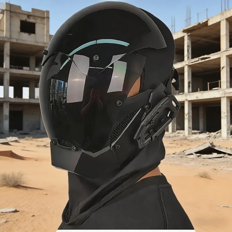 

Тактический шлем в стиле меха, маска в стиле киберпанк, светящийся капюшон на все лицо, модный аксессуар для вечеринок и костюмированных мероприятий.