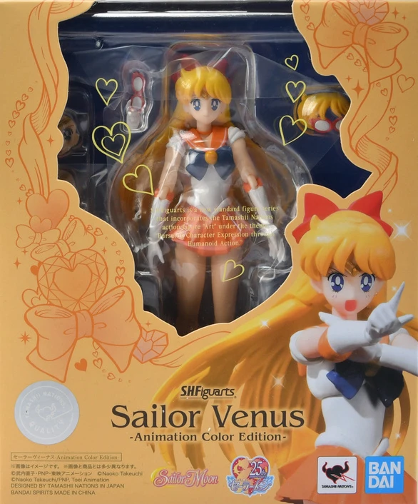 متوفر في المخزون سلسلة جديدة أصلية من Bandai SHF Sailor Moon Sailor Venus - نسخة ألوان الرسوم المتحركة - هدية دمية قابلة للجمع