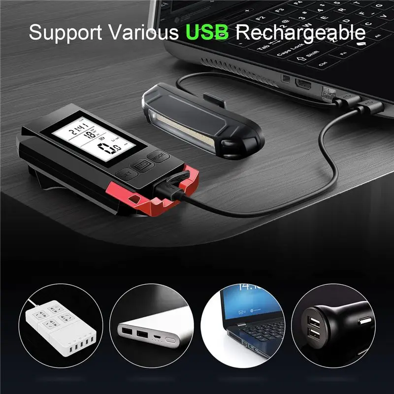 NEW HOT In Stock-Bike Headlight With LCD Display Speedometer And Horn USB Rechargeable Bicycle Computer 4 In 1 Bike Light For Ou