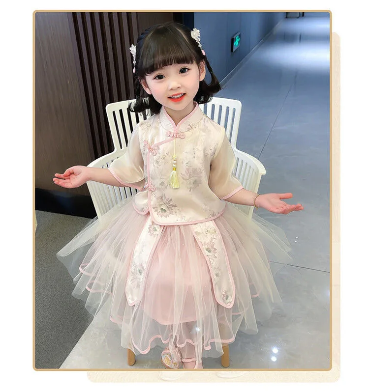 

Girls' Hanfu Summer Suit Skirt Super Fairy Fresh Princess Costume Clothes Chinese Children's Clothes Little Girl Tang Costumes