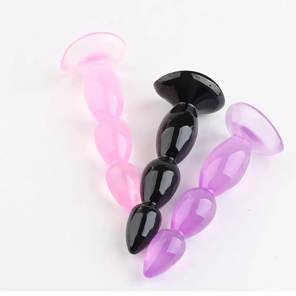 Beaded Wave Anal Plug Men Pulling Beads Suction Cup Sex Tool Stick TPE Anal Plug Smooth Anal Plug Gay Supplies Beads Anal Plug