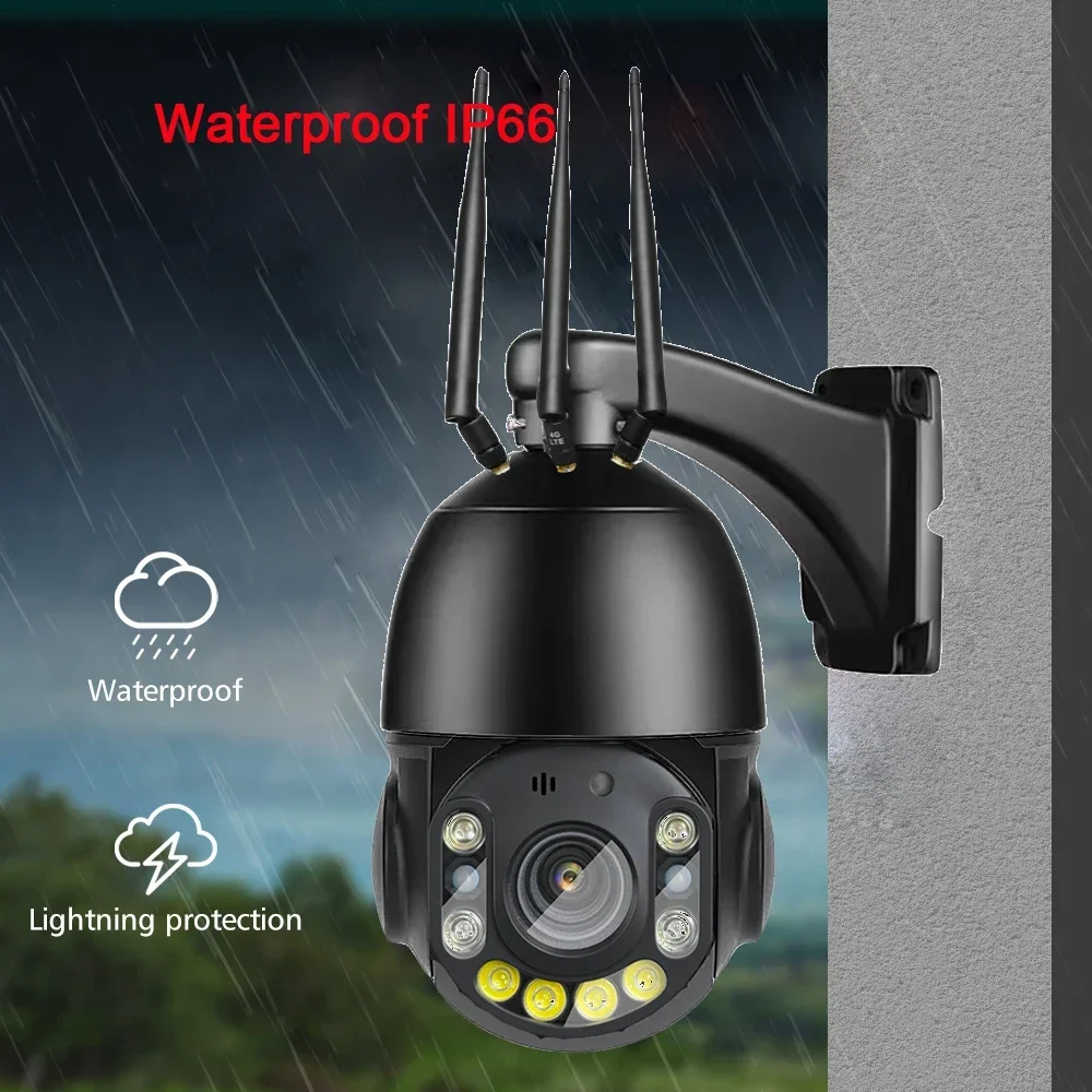 Telecamera IP PTZ 4G con zoom 30X Telecamera esterna CamHi 4K 8MP Monitoraggio umanoide Audio Telecamera CCTV Speed Dome senza fili notturna a colori
