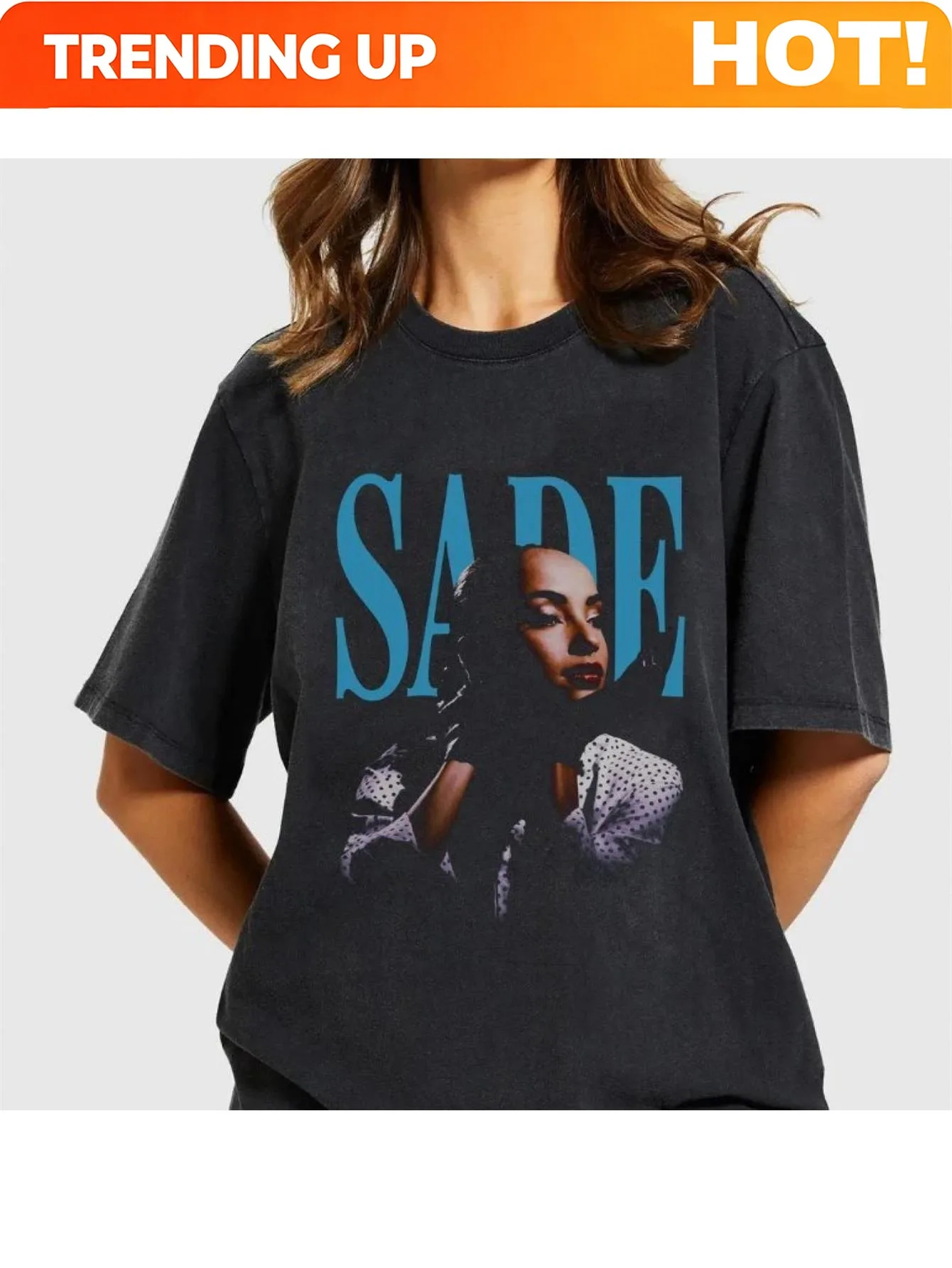Classic Men'S Sade Concert T-Shirt - Bohemian Crew Neck Design, Featuring Artistic Black And Blue Prints, Comfortable for All Se