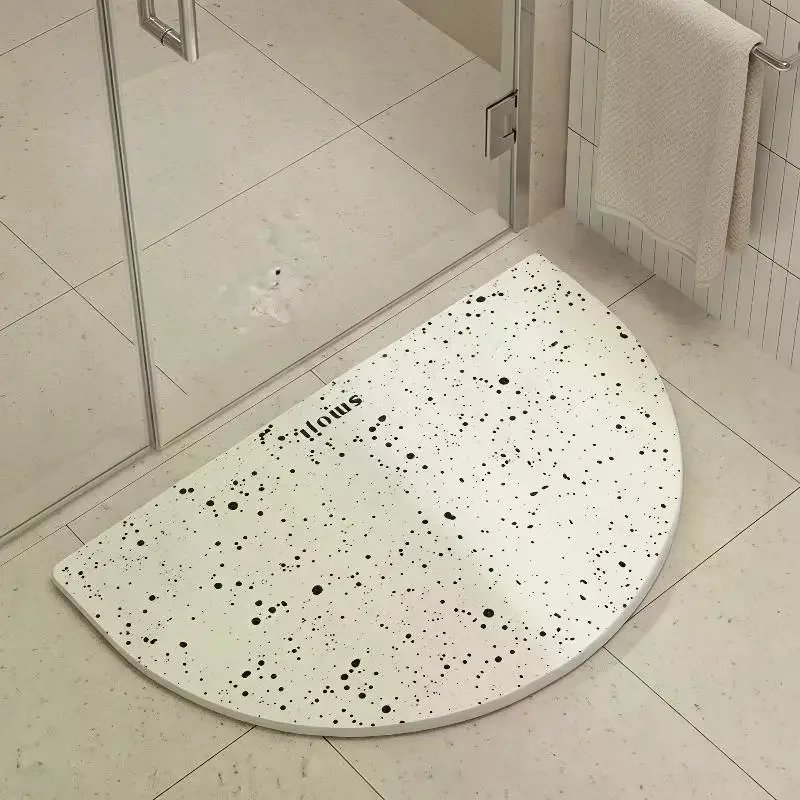 Oval Speckled Diatomite Bath Mat Non Slip Quick Drying  Soft Pad for Home Bathroom Shower Area