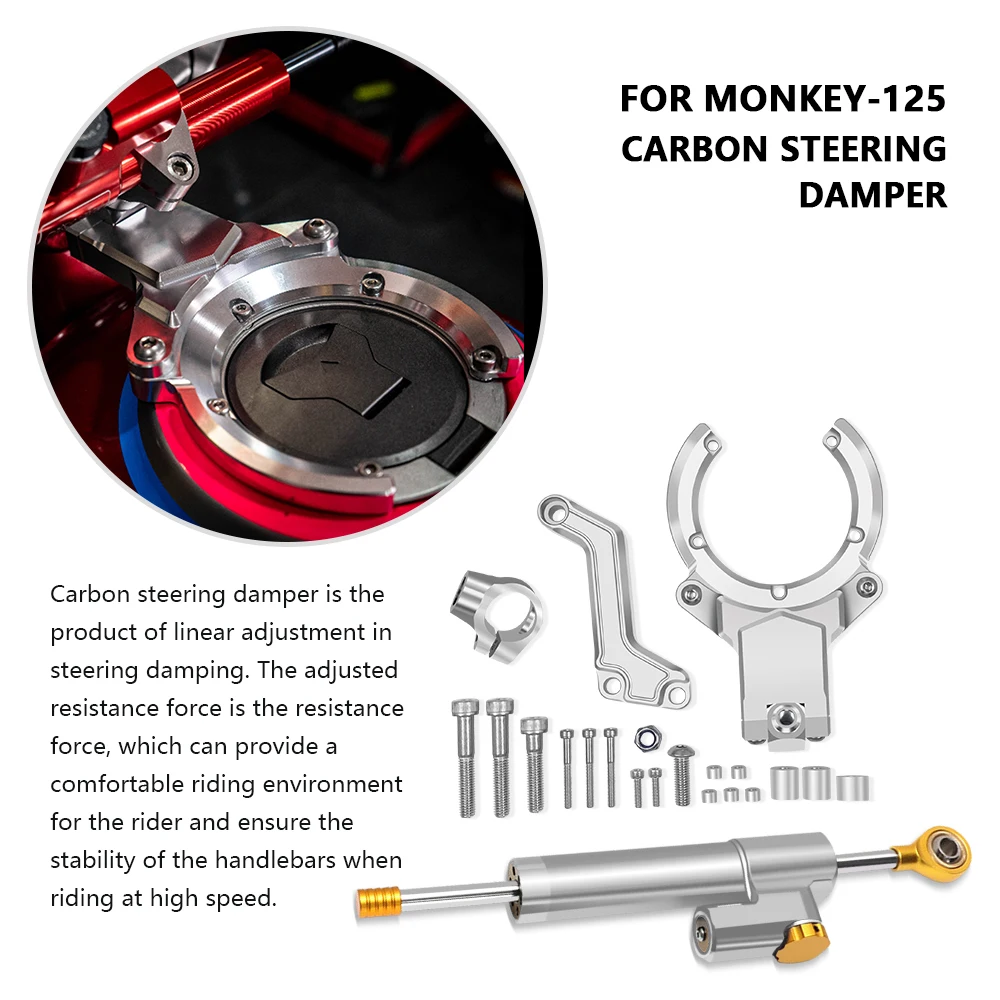 For Monkey-125 Motorcycle Accessories new monkey125 Steering Damper Stabilizer Bracket Support Mounting Kit Aluminum damper