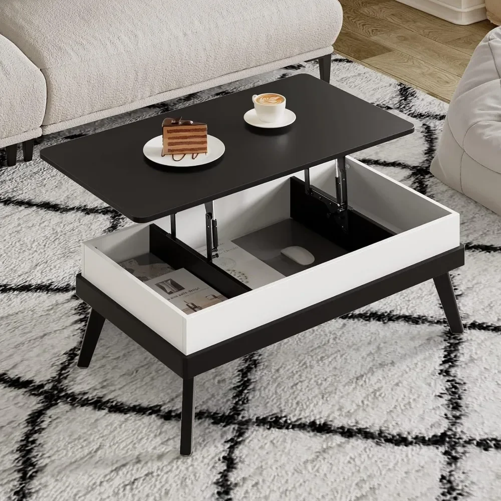 Top Coffee Table, Ten Minute Install Coffee Table Center Table with Hidden Storage Compartments, Rising Tabletop Dining Table