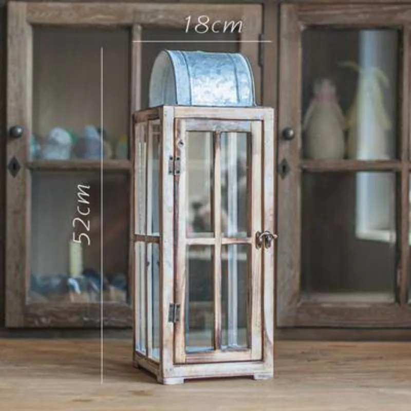 Retro Iron Lantern Candle Holder Wedding Aisle Guide Home Decor Ornament Hurricane Lamp Decorative Accent Tabletop Decor