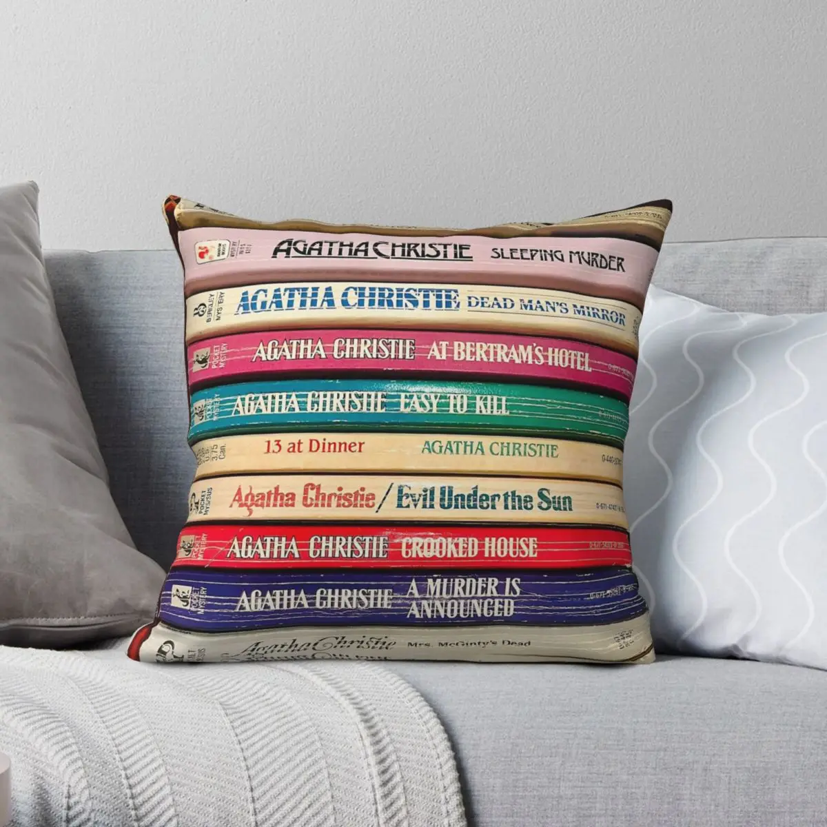 Agatha Christie Books Square Pillowcase Polyester Linen Velvet Printed Zip Decorative Sofa Seater Cushion Cover 45x45