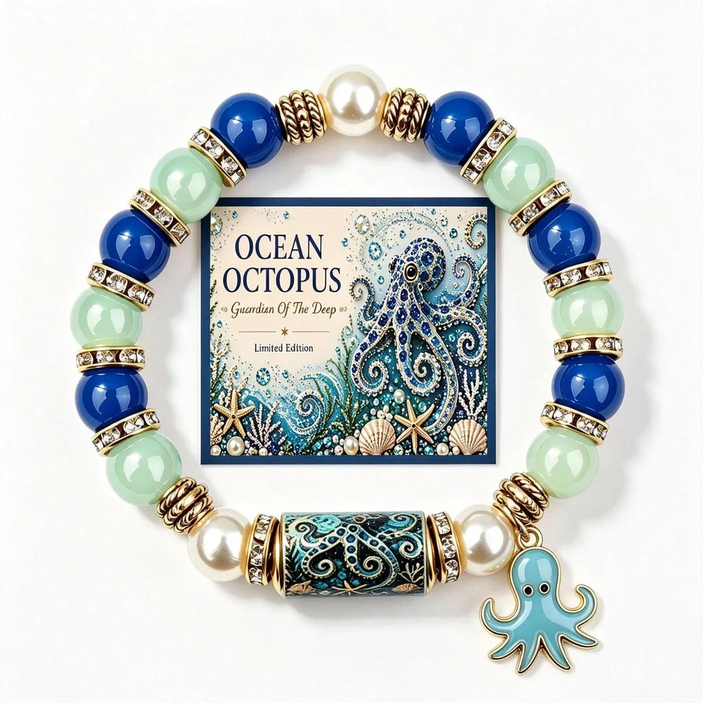 Marine Animal Pendant Bracelet Plated Ocean Collection Bracelet Crystal Bead Bracelet Unisex For Travel Souvenir Men Work