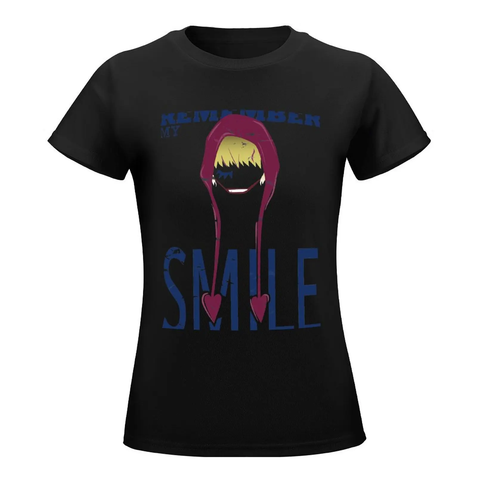 Remember my Smile T-Shirt summer top anime clothes aesthetic clothes Blouse Woman fashion